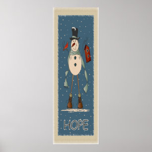 Old Fashion Hope Snowman Christmas Poster