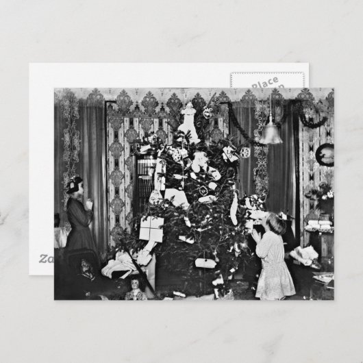 Old Fashion Kerstmis Feestdagenkaart (Voorkant / Achterkant)