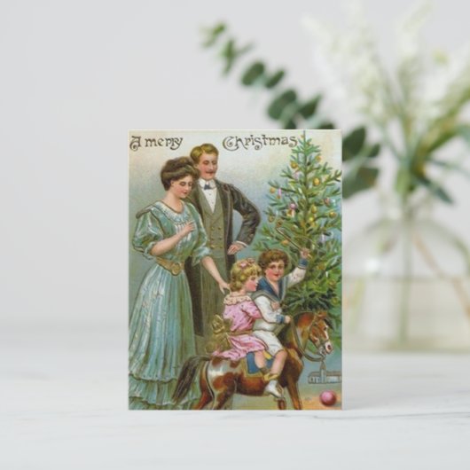 Old Fashion Kerstmis Feestdagenkaart (Staand voorkant)