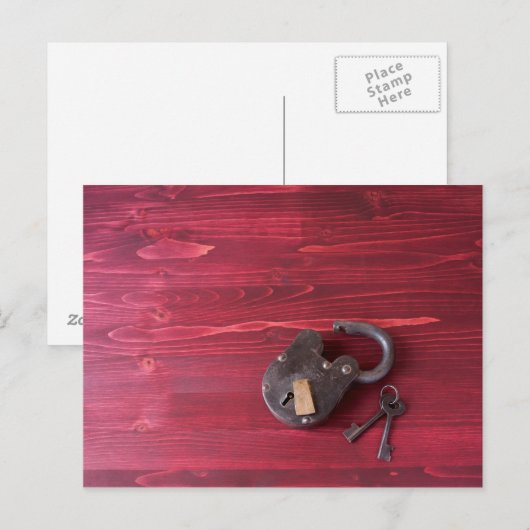 Old Fashion Lock en sleutels Briefkaart (Voorkant / Achterkant)