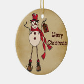 Old Fashion Red Snowman Keramisch Ornament (Rechts)