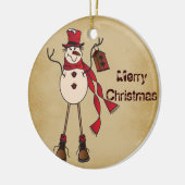 Old Fashion Red Snowman Keramisch Ornament (Links)