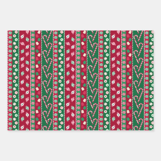 Old Fashion Snoepjes Stripes Pattern Inpakpapier Vel (Voorkant 3)