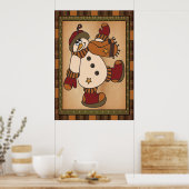 Old Fashion Styled Snowman Art in Play Poster (Keuken)