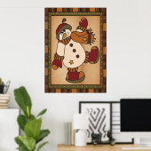 Old Fashion Styled Snowman Art in Play Poster (Thuiskantoor)