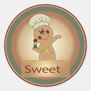 Old Fashion Sweet Gingerbrood Kerstmis Ronde Sticker