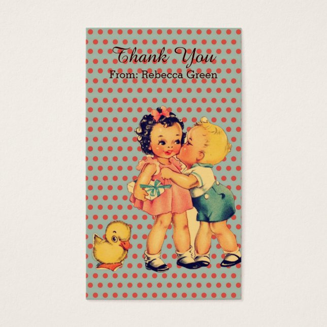 Old Fashion Valentijn retro kinderen verjaardagsfe Visitekaartje (Voorkant)