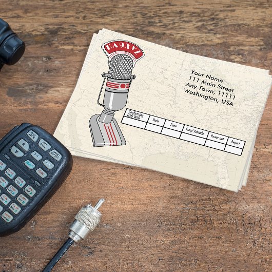 Old Fashioned Art Deco Microphone QSL-Briefkaart Briefkaart