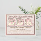 Old Fashioned Baby shower BBQ in Pink Invitation Kaart (Staand voorkant)