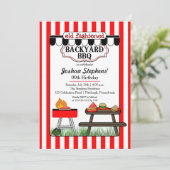 Old Fashioned Backyard BBQ Birthday Party Kaart (Staand voorkant)