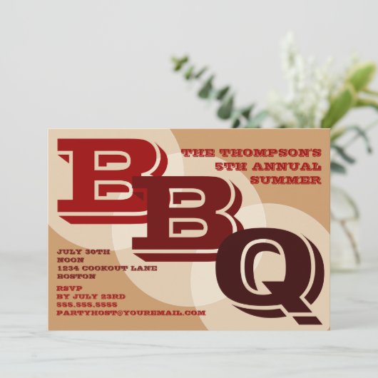Old Fashioned BBQ Invitation Kaart (Staand voorkant)