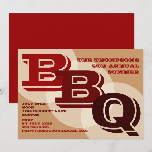 Old Fashioned BBQ Invitation Kaart (Voorkant / Achterkant)