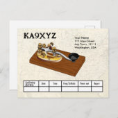 Old Fashioned Brass Telegraph Key Morse Code QSL Briefkaart (Voorkant / Achterkant)