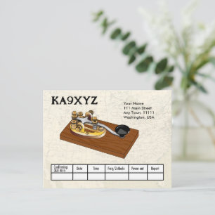 Old Fashioned Brass Telegraph Key Morse Code QSL Briefkaart