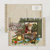 Old Fashioned Cabin Window Briefkaart voor Kerstmi (Voorkant / Achterkant)