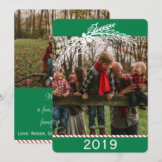 Old Fashioned Candy Cane 2 Foto Feestdagenkaart (Voorkant / Achterkant)