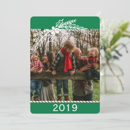 Old Fashioned Candy Cane 2 Foto Feestdagenkaart (Staand voorkant)