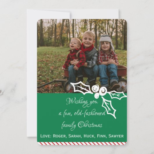 Old Fashioned Candy Cane 2 Foto Feestdagenkaart (Achterkant)