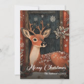 Old fashioned Christmas deer card classic greeting Feestdagenkaart (Voorkant)