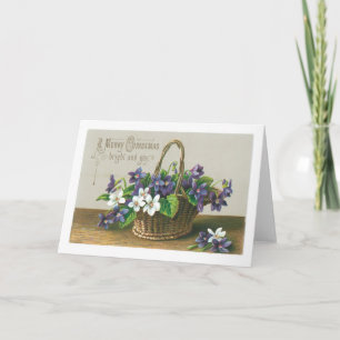 Old-fashioned Christmas, Flower Feestdagen Kaart