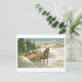 Old-fashioned Christmas, Horse sled Feestdagenkaart (Staand voorkant)