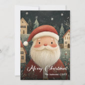 Old fashioned Christmas Santa card rustic message Feestdagenkaart (Voorkant)