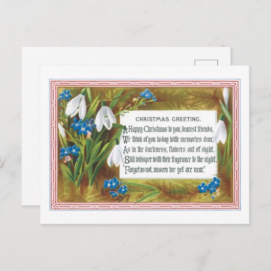 Old-fashioned Christmas, Snowdrops Feestdagenkaart (Voorkant / Achterkant)