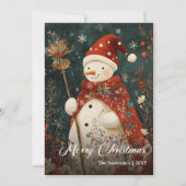 Old Fashioned Christmas Snowman Holiday Card Feestdagenkaart (Voorkant)