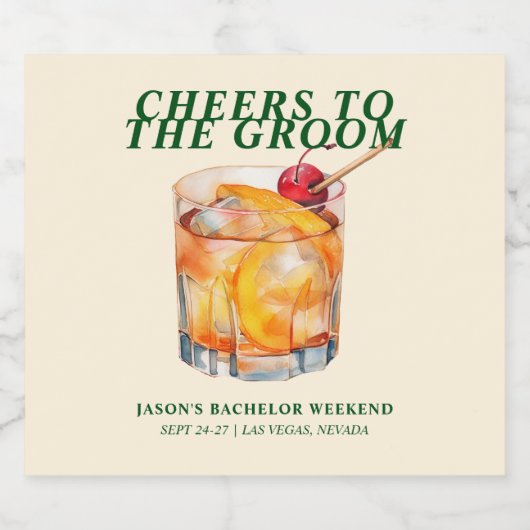 Old Fashioned Cocktail Bachelor Weekend Likeurfles Etiket (Enkel label)