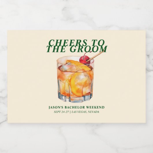 Old Fashioned Cocktail Bachelor Weekend Likeurfles Etiket (Enkel label)