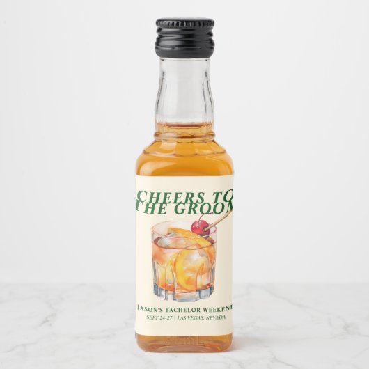 Old Fashioned Cocktail Bachelor Weekend Likeurfles Etiket (Voorkant)