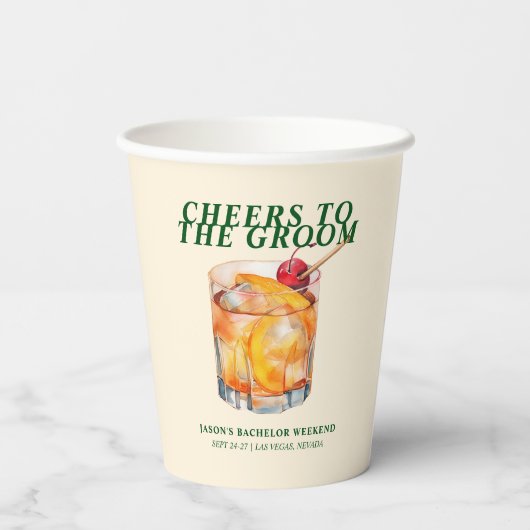 Old Fashioned Cocktail Bachelor Weekend Papieren Bekers (Achterkant)