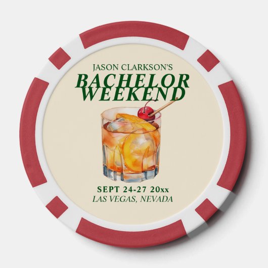 Old Fashioned Cocktail Bachelor Weekend Poker Chips (Achterkant)