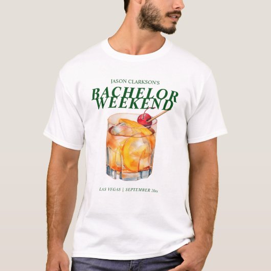 Old Fashioned Cocktail Bachelor Weekend T-shirt (Voorkant)