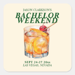 Old Fashioned Cocktail Bachelor Weekend Vierkante Sticker