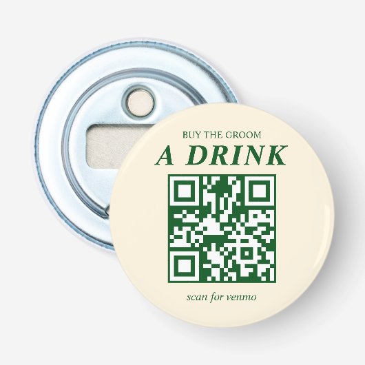 Old Fashioned Cocktail Ongehuwde Man Koopt Bruideg Button Flesopener (Voorkant)