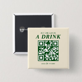 Old Fashioned Cocktail Ongehuwde Man Koopt Bruideg Vierkante Button 5,1 Cm