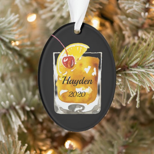Old Fashioned Cocktail Personated Ornament (Boom)