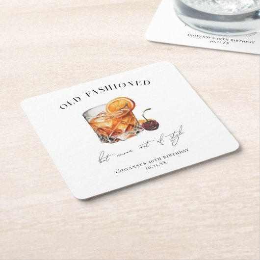 "Old Fashioned" Cocktail Verjaardag Kartonnen Onderzetters (Schuin)