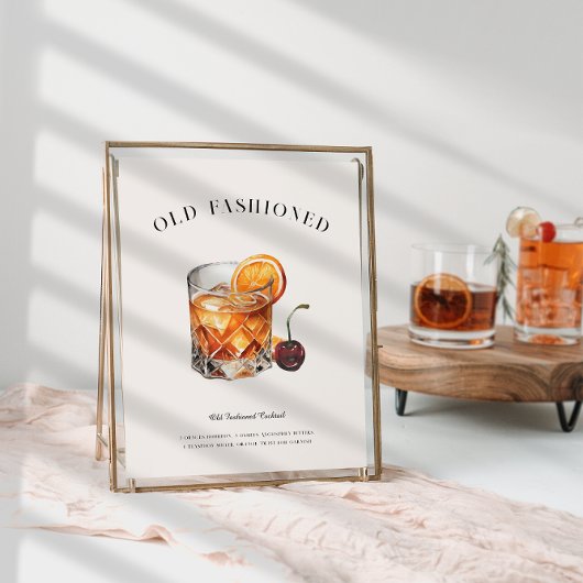 Old Fashioned Cocktail | Verjaardagsdrankmenu Poster
