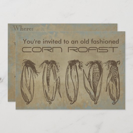 Old Fashioned Corn Roast Invitation Kaart (Voorkant / Achterkant)
