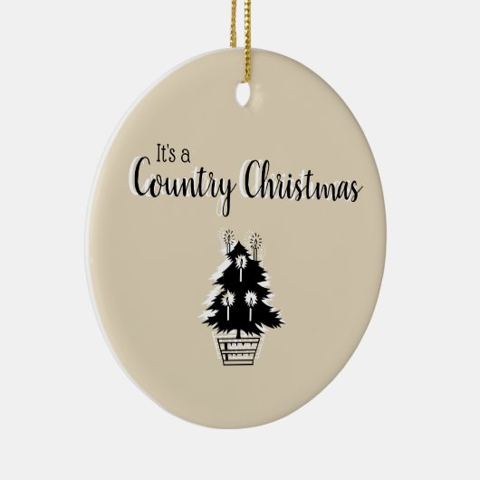 Old Fashioned Country KerstTree Beige Keramisch Ornament (Rechts)