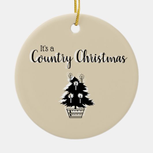 Old Fashioned Country KerstTree Beige Keramisch Ornament (Voorkant)