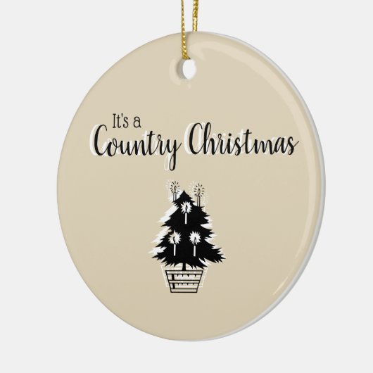 Old Fashioned Country KerstTree Beige Keramisch Ornament (Links)