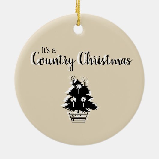 Old Fashioned Country KerstTree Beige Keramisch Ornament (Achterkant)