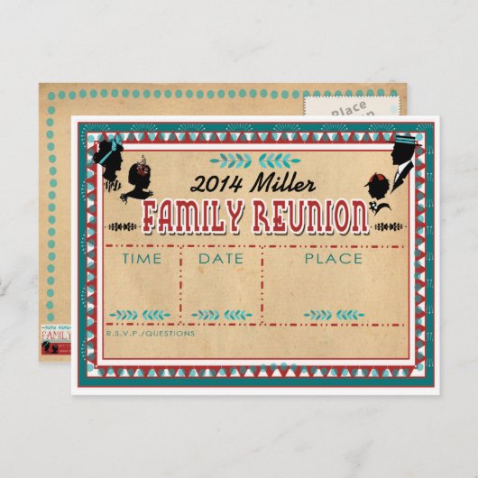 Old Fashioned Family Reunion - Invitation Briefkaa Uitnodiging Briefkaart (Voorkant / Achterkant)