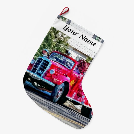 Old Fashioned Fire Truck Grote Kerstsok (Voorkant (Hangend))