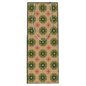 Old-fashioned Green Pine Red Lace Christmas  Wijn Cadeautas (Achterkant)