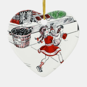 Old Fashioned Grocery Store en Little Girl Keramisch Ornament