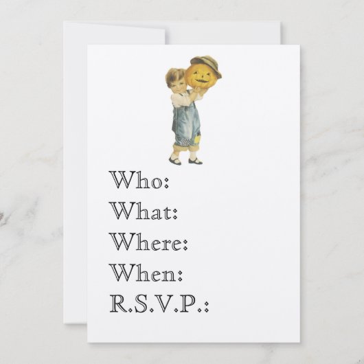 Old Fashioned Halloween Pumpkin Carving Invitation Kaart (Achterkant)